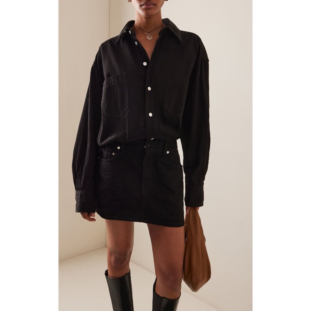 Haikure Tatum Black Stone Denim Shirt Skirt Combo Mini Dress Women's X-Small XS - Picture 3 of 9